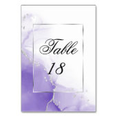 Amethyst Lila Script Silver Tischnummer (Vorderseite)