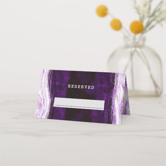 Amethyst Lila & silber reserviert Hochzeit Platzkarte (Vorderseite)