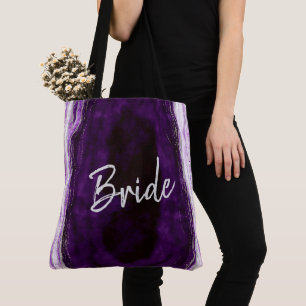 Amethyst Lila & Silver Geode Agate Marble Bride Tasche