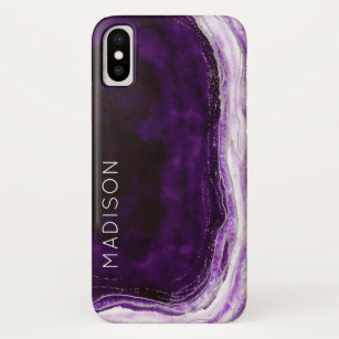 Amethyst Lila & Silver Geode Agate Personalisiert Case-Mate iPhone Hülle