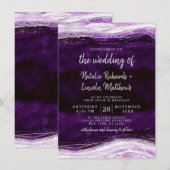 Amethyst Lila & Silver Geode Agate Rock Wedding Einladung (Vorne/Hinten)
