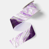 Amethyst Lila & Silver Geode Agate Rock Wedding Satinband (Rückseite)