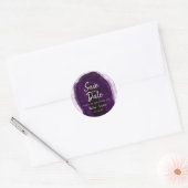 Amethyst Lila & Silver Geode Agate Save the Date Runder Aufkleber (Umschlag)