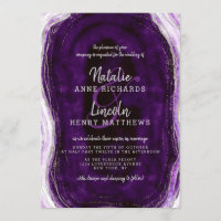 Amethyst Lila & Silver Geode Agate Slice Wedding
