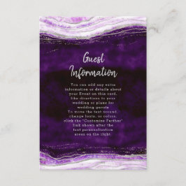 Amethyst Lila & Silver Geode Hochzeitsinformatione Begleitkarte