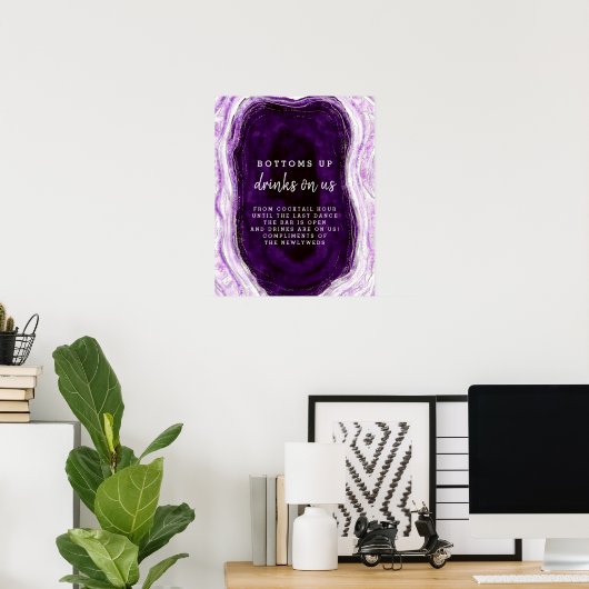 Amethyst Lila & Silver Geode Open Bar Table Sign Poster (Heimbüro)
