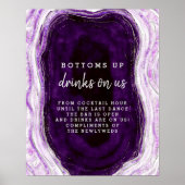 Amethyst Lila & Silver Geode Open Bar Table Sign Poster (Vorne)