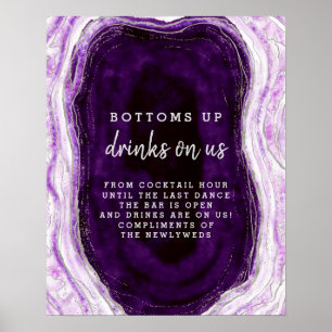 Amethyst Lila & Silver Geode Open Bar Table Sign Poster