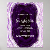 Amethyst Lila & Silver Geode Rock Guestbook Sign Poster (Vorne)