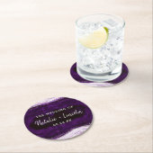 Amethyst Lila & Silver Geode Slice Monogramm Runder Pappuntersetzer (Vor Ort)