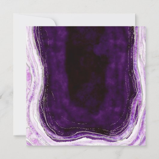 Amethyst Lila Silver Geode Slice Wedding Square Einladung (Rückseite)