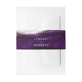 Amethyst Lila & Silver Geode Wedding Monogram Einladungsbanderole