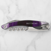 Amethyst Lila & Silver Geode Wedding Monogram Kellnermesser (Rückseite)