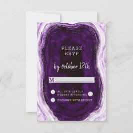 Amethyst Lila & Silver Geode Wedding RSVP Antwort