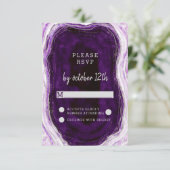 Amethyst Lila & Silver Geode Wedding RSVP Antwort (Stehend Vorderseite)