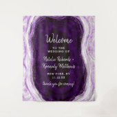 Amethyst Lila & Silver Geode Wedding Willkommen Wandteppich (Vorderseite)