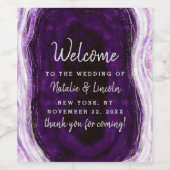Amethyst Lila & Silver Geode Wedding Willkommen Weinetikett (Einzelnes Label)