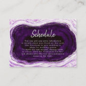 Amethyst Lila & Silver Geode Wedding Zeitplan Begleitkarte (Vorderseite)