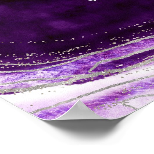 Amethyst Lila & Silver in Love Memory Sign Poster (Ecke)