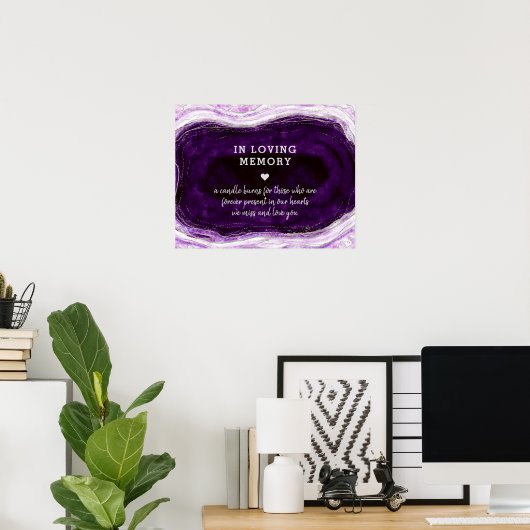 Amethyst Lila & Silver in Love Memory Sign Poster (Heimbüro)