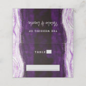 Amethyst Lila & Silver Wedding Tischnummer Platzkarte (Außenseite Aufgefaltet)