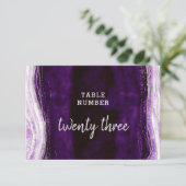 Amethyst Lila & Silver Wedding Tischnummern (Stehend Vorderseite)