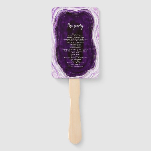 Amethyst Lila & Silver Wedding Zeremony Program Fächer (Rückseite)