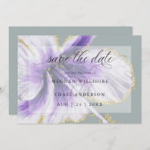 Amethyst Lila tropische Blume Wasserfarbe Rett Save The Date (Vorne/Hinten)