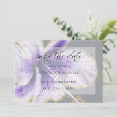 Amethyst Lila tropische Blume Wasserfarbe Save The Date (Stehend Vorderseite)