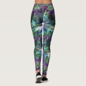 Amethyst Lila und Aqua Feathers Abstrakt Leggings (Rückseite)