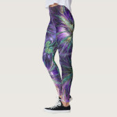 Amethyst Lila und Aqua Feathers Abstrakt Leggings (Links)