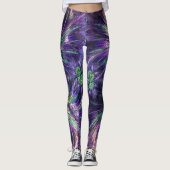 Amethyst Lila und Aqua Feathers Abstrakt Leggings (Vorderseite)