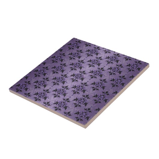 Amethyst Lila und Black Damask Fliese (Seite)
