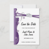 Amethyst Lila und Silber Save The Date (Vorderseite)