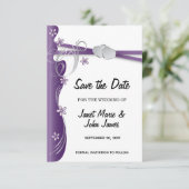 Amethyst Lila und Silber Save The Date (Stehend Vorderseite)
