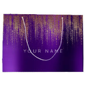 Amethyst Lila weißer Pflaume Minimaler Gefallen Go Große Geschenktüte (Rückseite)