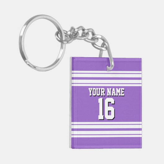 Amethyst Lila Whisky Team Jersey Name Schlüsselanhänger (Vorderseite links)