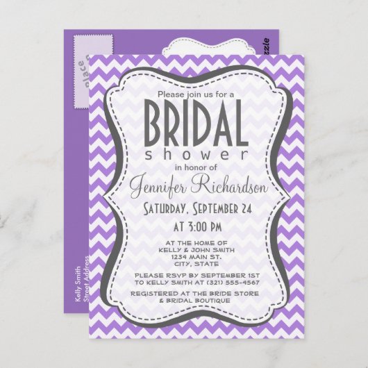 Amethyst Lila Zickzack Postkarte (Vorne/Hinten)