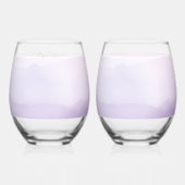 Amethyst Lilies über Lila Wasserfarbenhochzeit Weinglas Ohne Stiel (Rückseite)