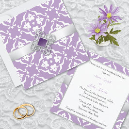Amethyst Lily Damask Floral Wedding Einladung