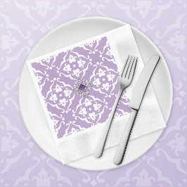 Amethyst Lily Damask Wedding Paper Napkin Serviette