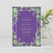 Amethyst-Limette-Reben-Hochzeit Einladung (Stehend Vorderseite)