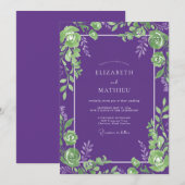 Amethyst-Limette-Reben-Hochzeit Einladung (Vorne/Hinten)