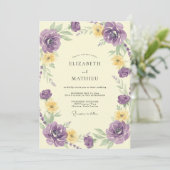 Amethyst-Limonen-Ranunculus-Eukalyptus-Hochzeit Einladung (Stehend Vorderseite)
