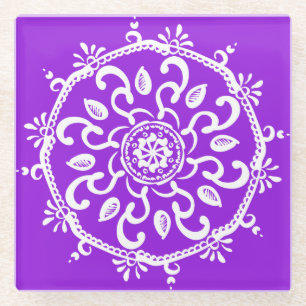 Amethyst Mandala Glasuntersetzer