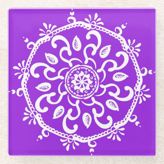 Amethyst Mandala Glasuntersetzer (Vorderseite)