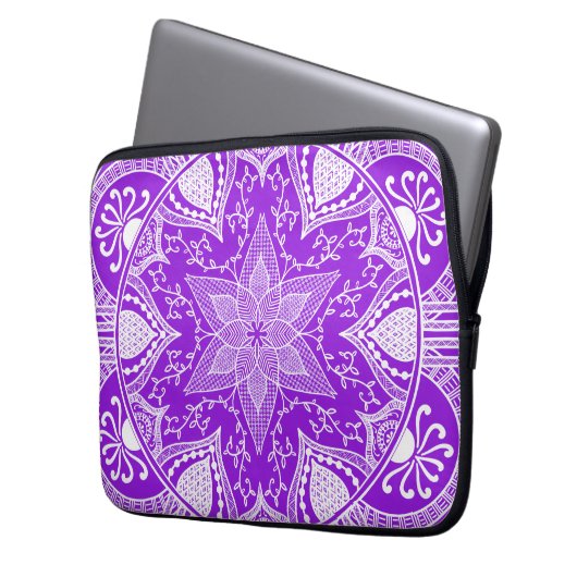 Amethyst Mandala Laptopschutzhülle (Vorderseite Links)