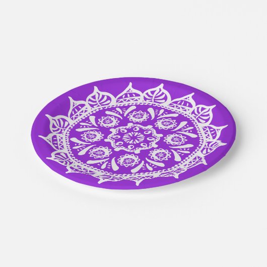 Amethyst Mandala Pappteller (Schrägansicht)