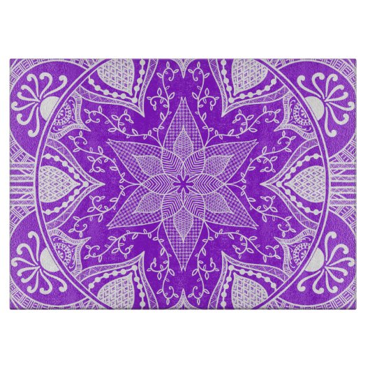Amethyst Mandala Schneidebrett (Vorderseite)