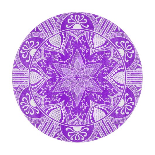 Amethyst Mandala Schneidebrett (Vorderseite)